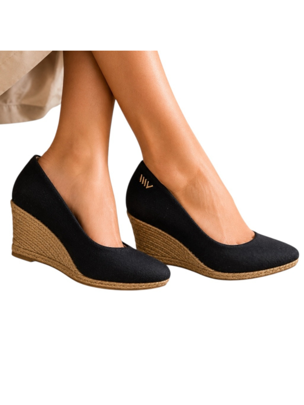 Viscata Barcelona Black Espadrille Wedge Pumps EU 39 US 8.5